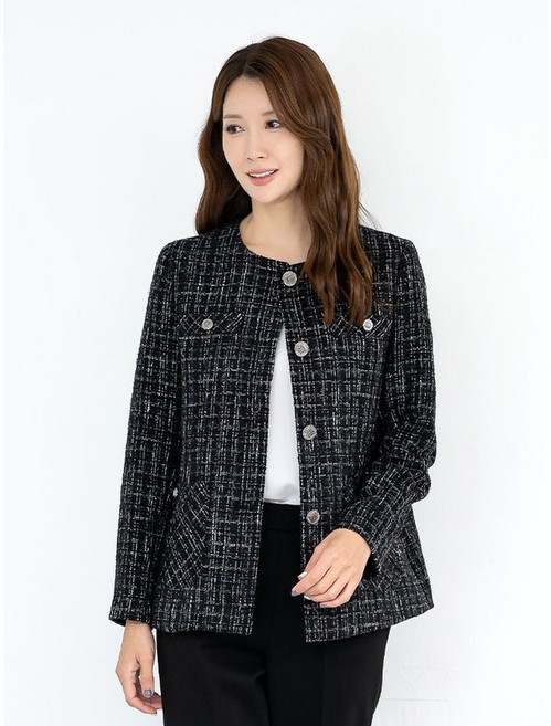 모슬린 엄마옷 정장 라운드 트위드 자켓 MQG125081 마담 미시 중년여성 빅사이즈 할머니옷 50대 60대 70대