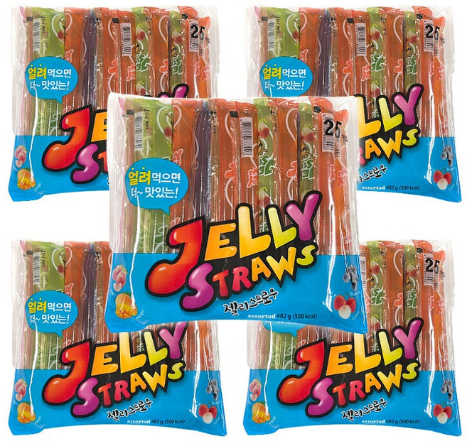 젤리스트로우 25개입X5봉 얼려먹는젤리 쥬시스트로우, 5개, 482g