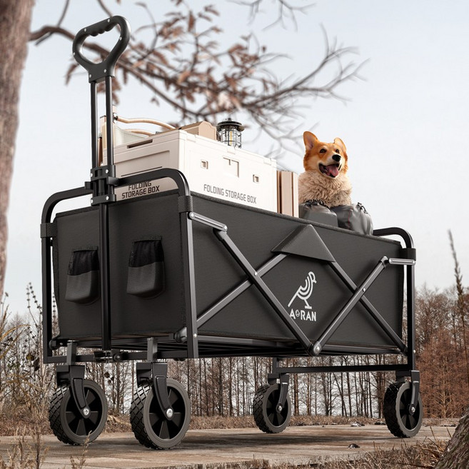 아오란 다기능 접이식 캠핑웨건, 1개, 검은색