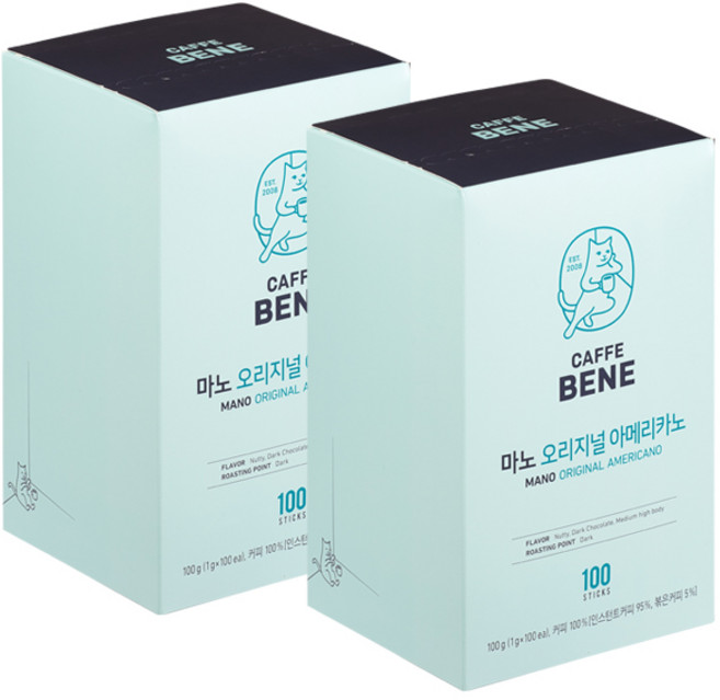 카페베네 마노 오리지널 아메리카노, 1g, 100개입, 2개