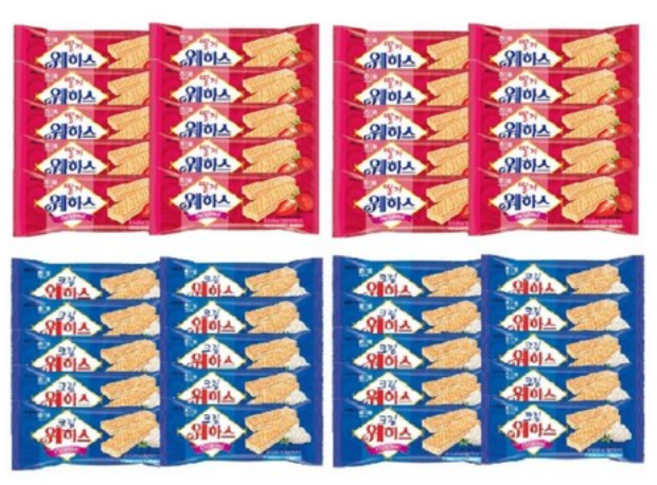 해태 웨하스딸기+크림 각20개(총40개) 웨하스, 50g, 40개