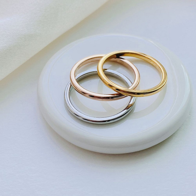 3개모두드려요 [써지컬스틸] 심플링 삼색 세트 반지