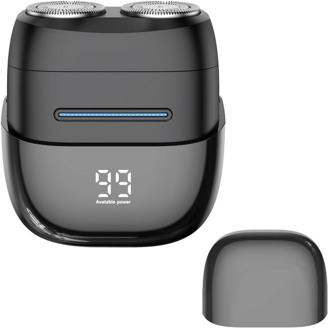 RUN기술 휴대용 미니 충전식 전기면도기 헤드 완전분리형 생활방수 잔량표시, 블랙