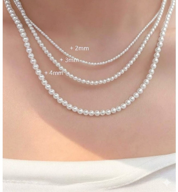 스와로브스키 2mm 3mm 4mm 925실버 진주목걸이 초커 은 목걸이