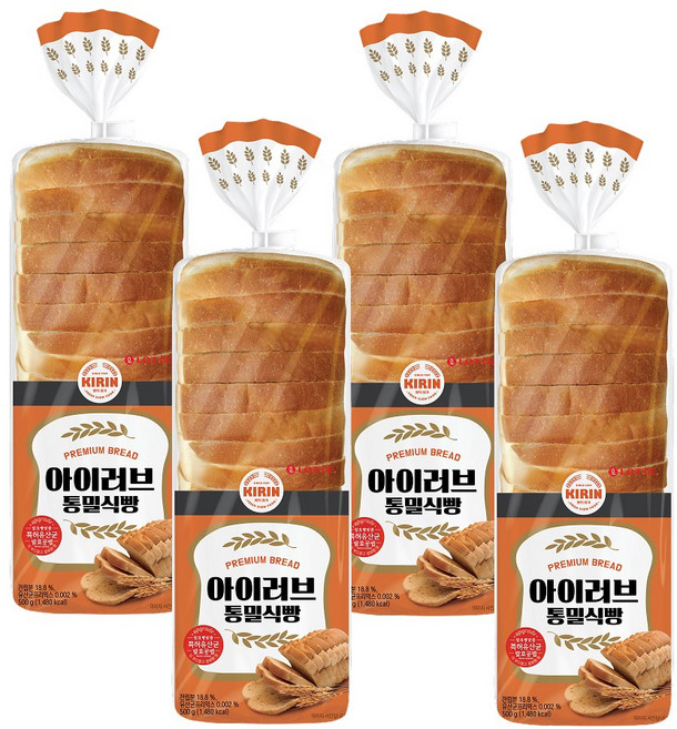 롯데 기린 아이러브 통밀식빵, 500g, 4개
