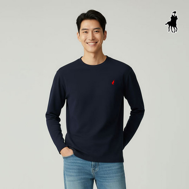 빅히트 패션 남성 특양면 라운드 긴팔 티셔츠 소프트