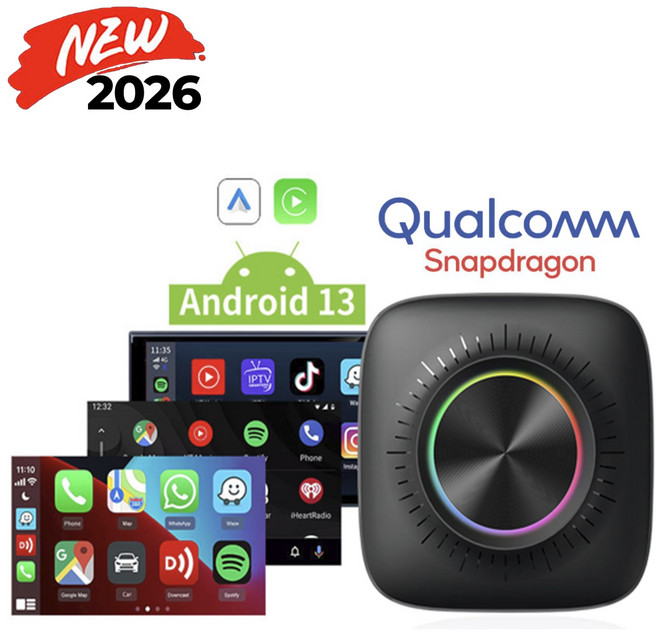 드라이비아 K BOX 최상급 AI BOX 스냅드래곤 안드로이드13 듀얼모니터 지원 5in1 USB-C 무선 카플레이/안드로이드오토 T맵 OTT 자유설치, 256GB, KBOX