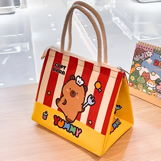 귀여워요 방수 보온보냉백, 브라운/55 요리사 돌고래23*16*20CM, 1개