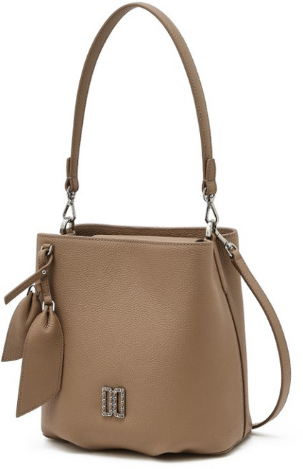 닥스 [MAYFAIR] 베이지 천연소가죽 DD포인트 버킷형 숄더백 YMDCBA6E342I2