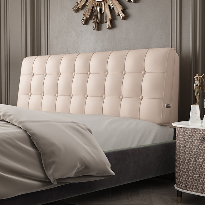 침대 헤드쿠션 커버 머리 대형 등받이 가죽 고급 침실 가구 인테리어 포근한, 진주 가죽 사각형 - 연분홍