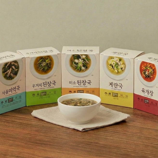 이델리 간편집밥 밀키트 동결건조 블럭국 즉석국 3종세트(10g x 15P), 육개장5P + 사골미역국5P + 미소된장국5P