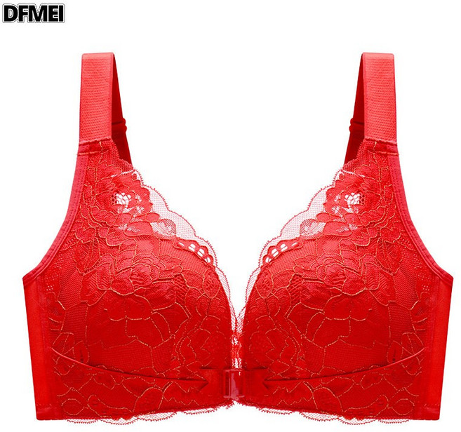 DFMEI 無鋼圈文胸女前扣內衣美背夏季文胸加大碼調整型文胸