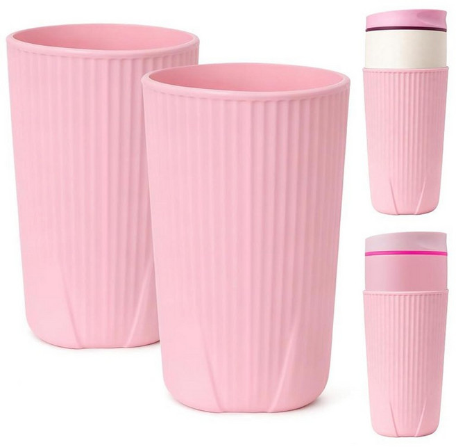 YQL Owala 591.5ml20온스 SmoothSip 슬라이더 텀블러용 실리콘 물병 부츠 2팩 - 하프 랩 보호 컵 슬리브 여행용 머그잔용 미끄럼 방지 실리콘 베이스 재, 핑크