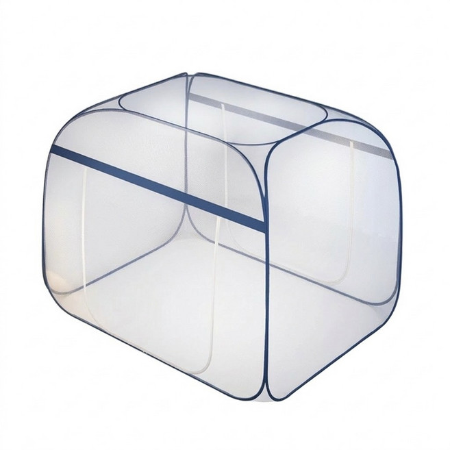 蒙古包蚊帳 雙開門 加寬加高 免安裝, 方頂雙門無底藍色