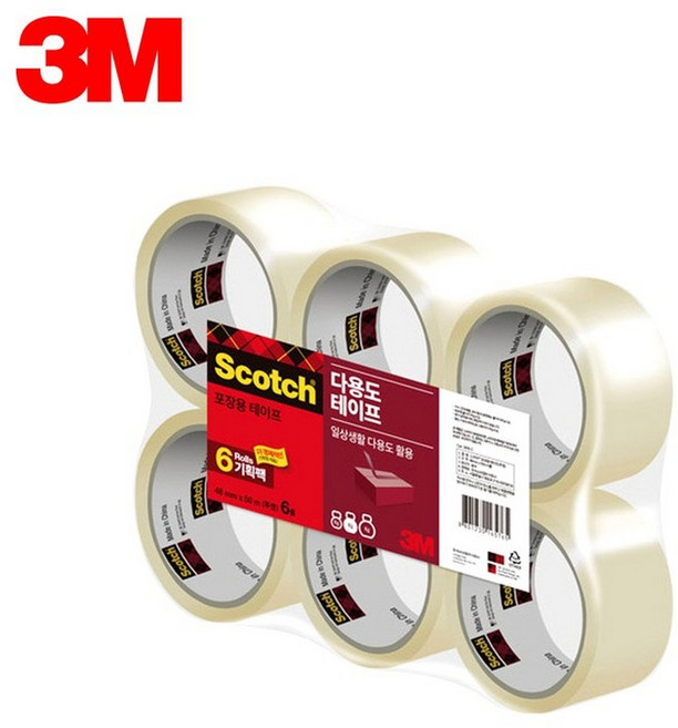 3M 스카치 투명 포장 박스테이프 3615 48mm X 50m 6롤 790074