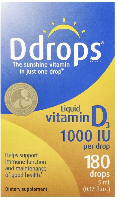 Ddrops 액상 비타민D3 1000IU 5ml(0.17fl oz), Ddrops액상비타민D31000IU5ml017floz, 1개, 5ml - 쿠팡