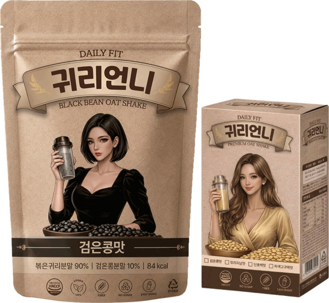 귀리언니 검은콩맛 쉐이크 파우치 귀리 선식 미숫가루 다이어트 간편식 식사대용 7개입, 1박스, 140g