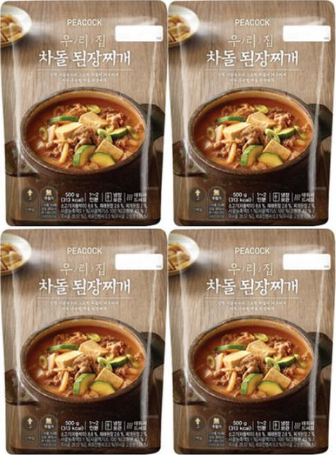 피코크 우리집차돌된장찌개, 500g, 4개