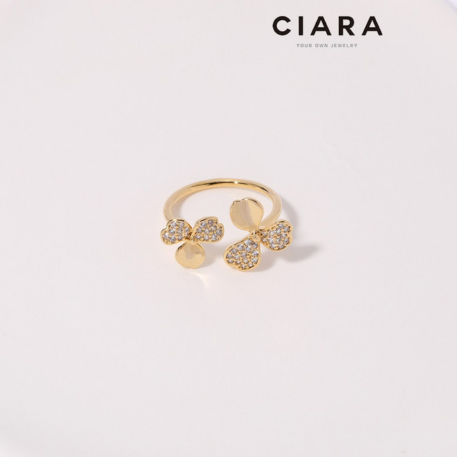 CIARA 14K Prato 클로버 셰입 샤인 반지(GoldPlated)
