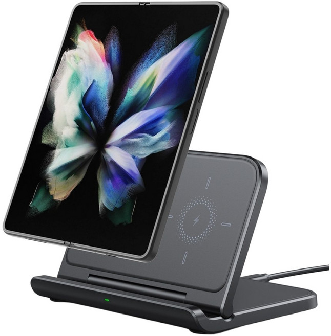 스완스카우트 503S 갤럭시 Z폴드 전용 무선충전기 접이식 충전 거치대 Z플립 시리즈 호환, 블랙, 1개