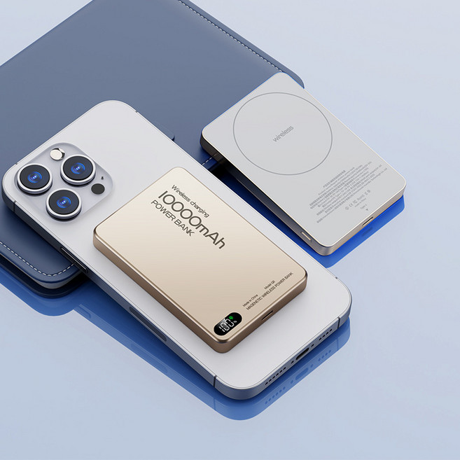 磁吸無線行動電源 5000mAh, 金色, 10000毫安