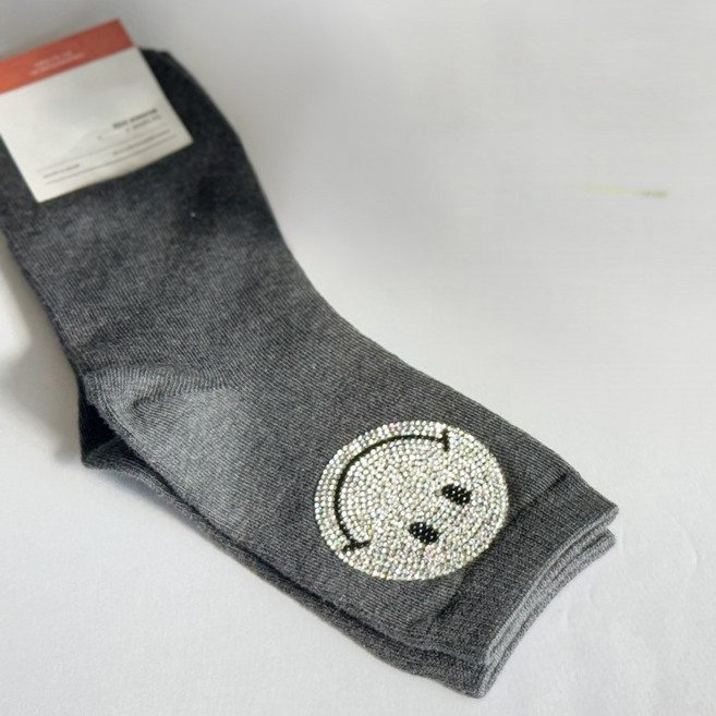 큐빅 스마일 비즈양말 국산 명품 포인트 디자인 중목양말