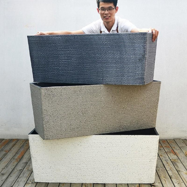 직사각형 대형 화분 야외 박스 사각 초대형 플라스틱 테라스, E. 석영 화이트 (70cm), 1개