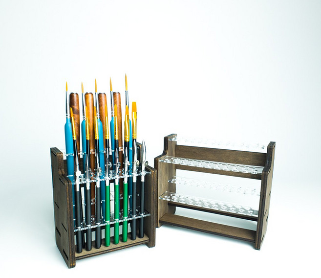 브러쉬 홀더 (사이즈 소 중) 붓꽂이 브러쉬정리대 우드홀더 연필꽂이, 1개, 우드