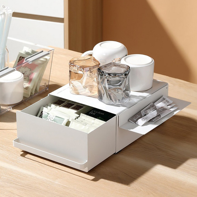 Qiaokao 철제 서랍형 수납박스, 1개, 화이트