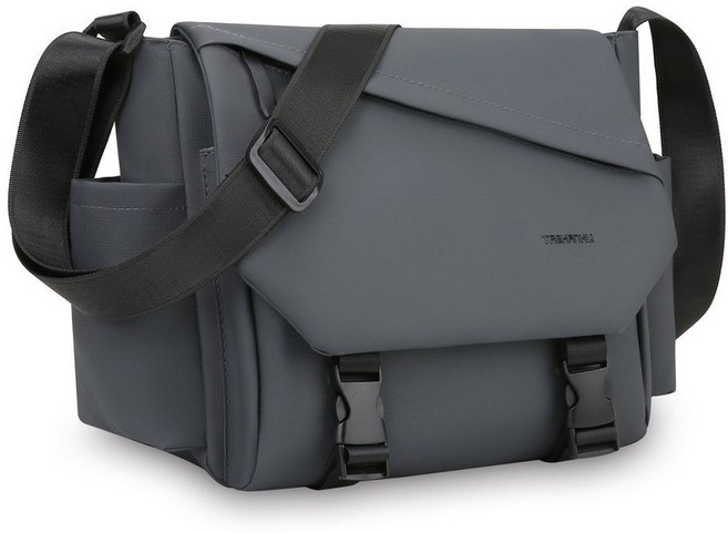 新款男士加厚耐用出差單肩斜挎大容量郵差包防水, 灰色