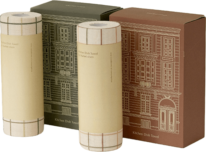 마켓올슨 빨아쓰는 행주 키친타올 롤타입 35매x4롤, 그린, 그린