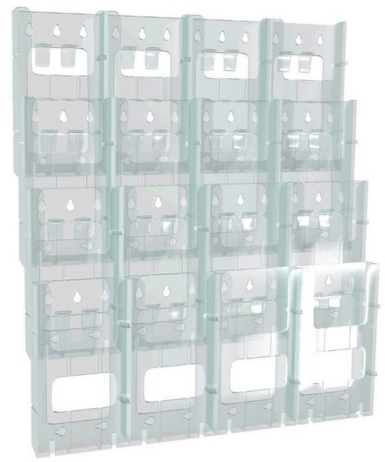 Azar Displays 252324 16포켓 3단 사이즈 벽 마운트 디스플레이, 16 Pocket Trifold