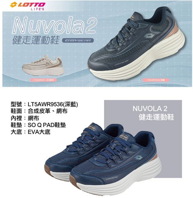LOTTO Nuvola 2 健走運動鞋 LT5AWR9536 深藍
