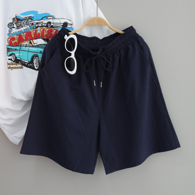 달콩 여성 빅사이즈 밴딩 여름반바지 린넨 면 코타썸머5부반바지