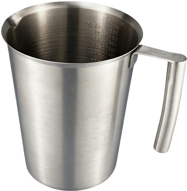 콜콜러브 스테인리스 304 계량컵 손잡이 눈금형 스텐컵, 1개, 2000ml, 스텐색