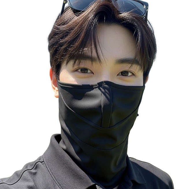 바이니크 국산 자외선차단 쿨 스포츠 골프 마스크 얼굴 햇빛 가리개 UV 차단, 블랙 2개, 1개