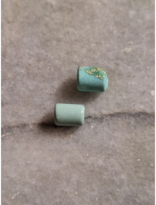 湖北原礦綠松石綠松玻璃瓷小短管桶珠 湖水藍天空藍 兩顆一組, 1個