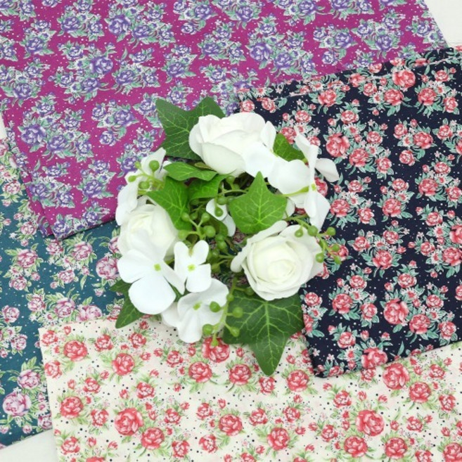 텐셀 60수 잔꽃나염 4종 2마, 150cm x 180cm 2마, 퍼플, 1개