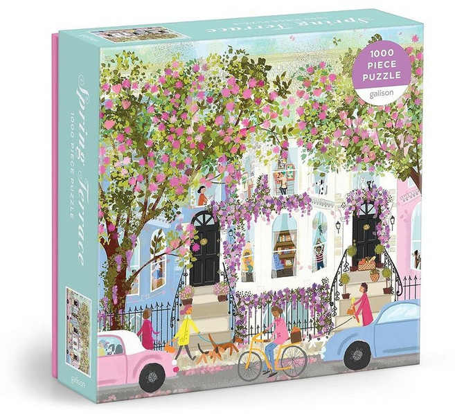 Galison Capeside Victorian – 1000피스 Joy Laforme 포일 직소 퍼즐 케이프 사이드 빅토리안 저택의 아름다운 아트워크가 특징인, Spring Terrace