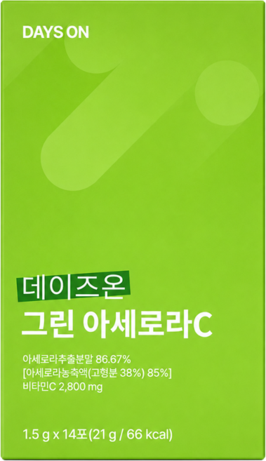 데이즈온 그린아세로라C 천연비타민C 분말 14포(2주분), 1박스, 14회분