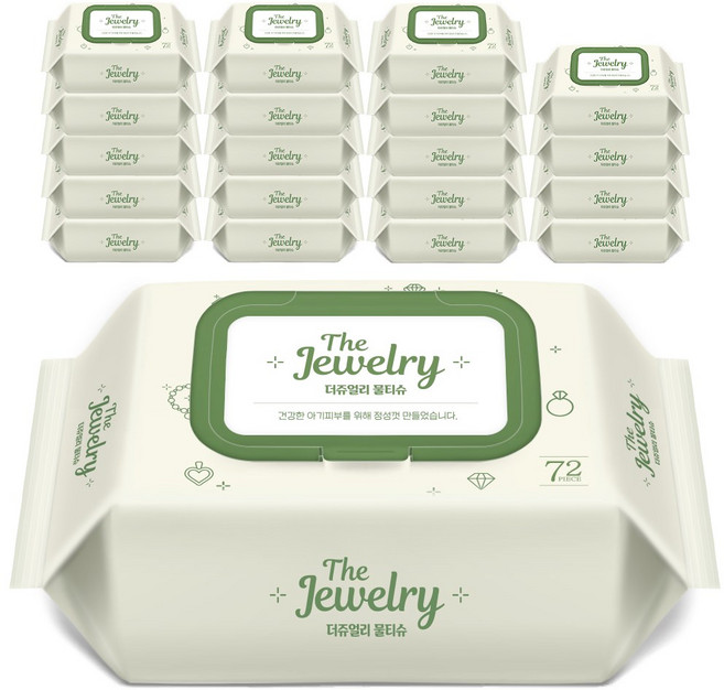 쥬얼리 물티슈 아기 신생아 청소용 두꺼운, 72매, 20개