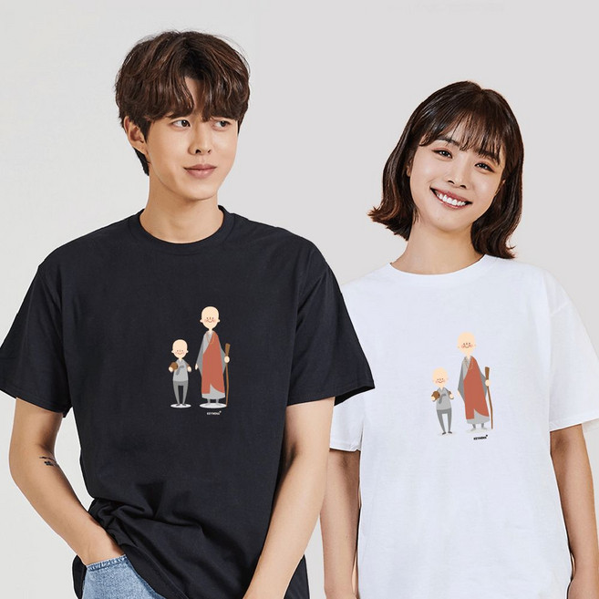 불교 스님 동자 면반팔티 기본라운드 시밀러룩 새해선물 교회반팔티