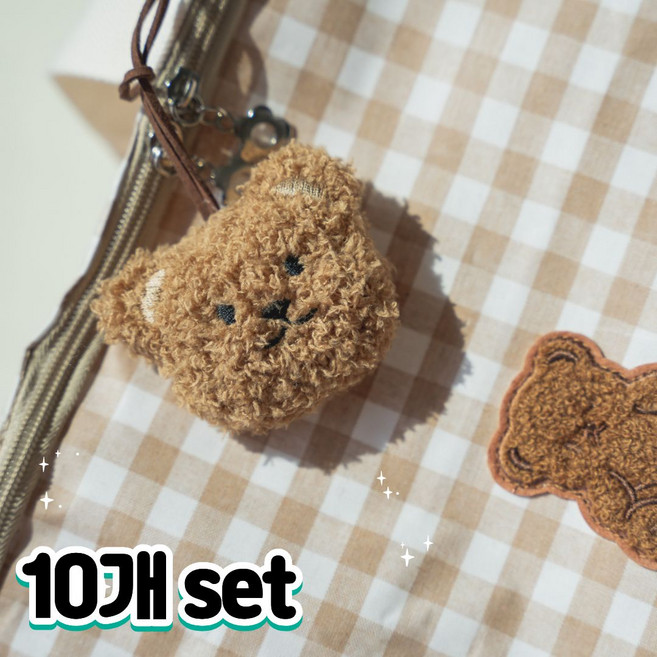 포시디아 귀여운 동물 인형 네임택 표시, 10개, 브라운 곰돌이