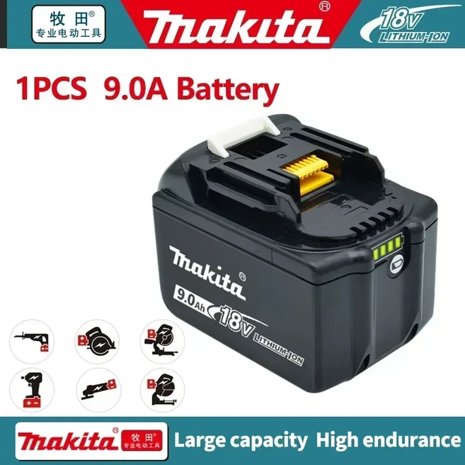 정품 Makita 배터리 18V 9.0Ah 충전식 배터리 전동 공구 BL1830 BL1840 BL1850 BL1860B Makita 18V, [07] 1PCS 9.0Ah
