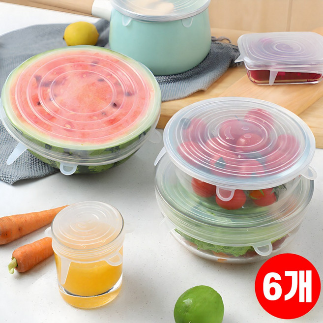 완벽밀폐 모아르 찰떡랩 실리콘 밀폐 커버 6종세트 환경호르몬NO 안심소재, 찰떡랩 6종, 1세트