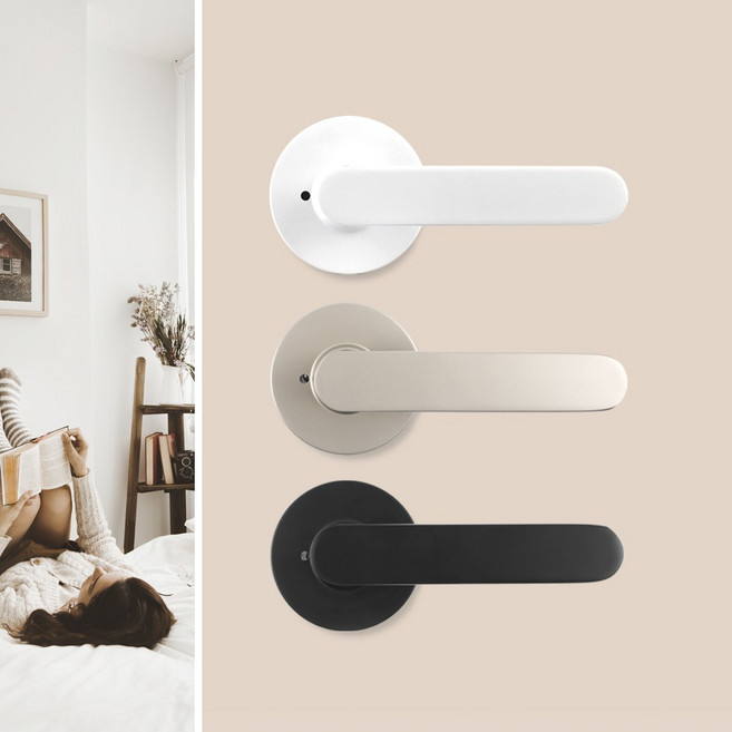 방문 손잡이 도어 문 문고리 욕실 화장실 HD019, 무광화이트, 1개