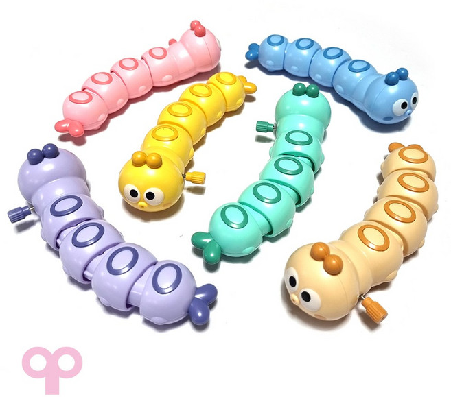 세계유통 큐티 애벌레 태엽놀이 (6개 세트) / 태엽을 감으면 몸을 꿈틀거리며 전진하는 애벌레 모양 미니카, 단일수량