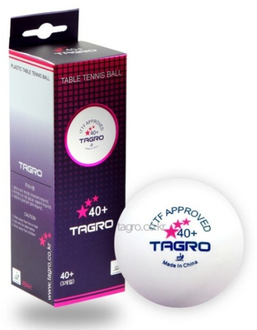 TAGRO 타그로 ABS 40+시합구 탁구공 3입, 화이트, 3개입, 1개