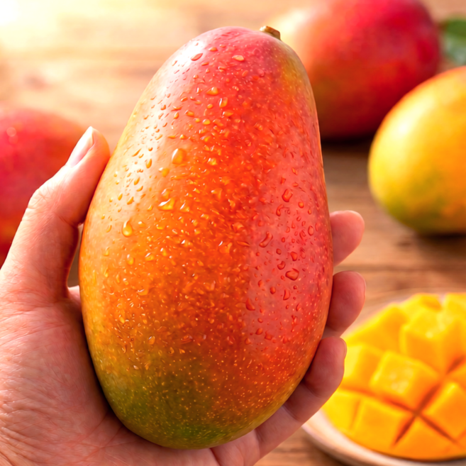 [당도선별]달달과즙 특수품종 고당도 마하차녹 무지개 망고, 1박스, 1kg (맛보기)