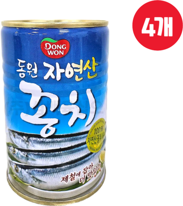 동원 자연산 꽁치캔, 4개, 300g
